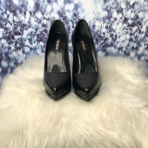 Black patent leather heels